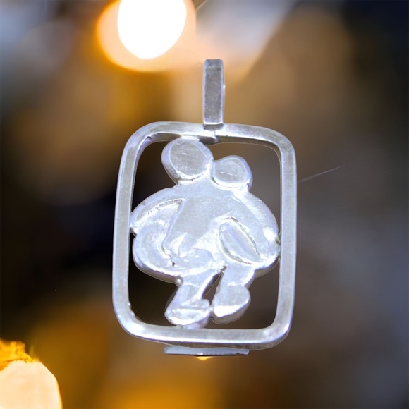 Mother Child Pendant Solid Sterling Silver , Mothers Day, New Baby Dad gift - Picture 1 of 7